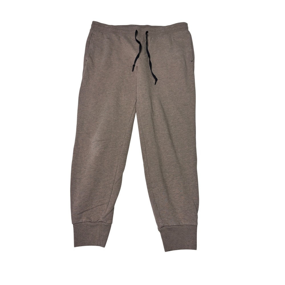 Theory Mens Heathered Brown Fleece Jogger Sweatpants L 36X27 Drawstring Cuffs